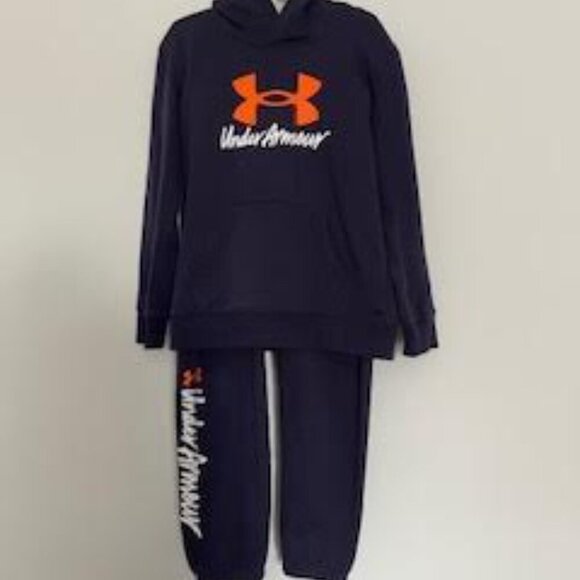 Under Armour UA Big Logo Script Hoodie Set – Midnight Navy Script, Size 7 - Picture 1 of 15